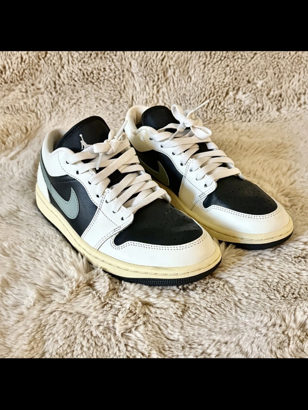 Nike Air Jordan 1 Low Black 'Jade Smoke' Sail White (DC0774 001) Women's 7.5